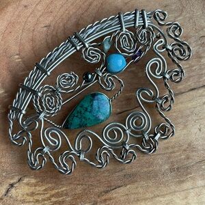 VTG Aztec-styled Latin American gemstone brooch